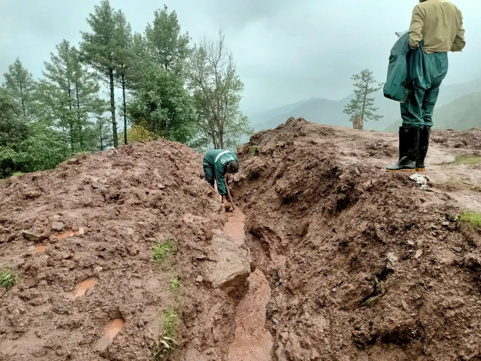 Hillside affected by heavy rainfall in Murree.