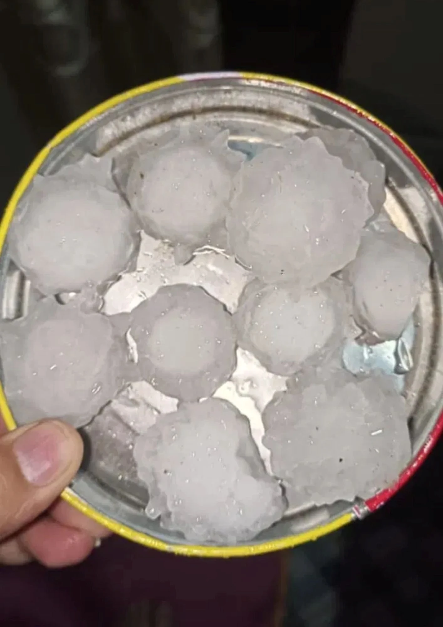 Large hailstones collected after a hailstorm in Swabi, Khyber Pakhtunkhwa, Pakistan